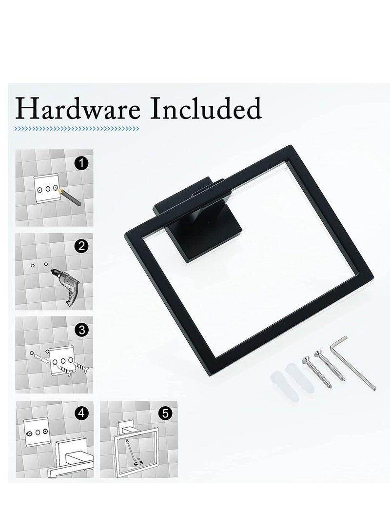 Towel Holder Modern Matte Black Stainless Steel Square Towel Hangers Wall Mounted Screw Mounted for Bathroom Bedroom Kitchen Office Hotel