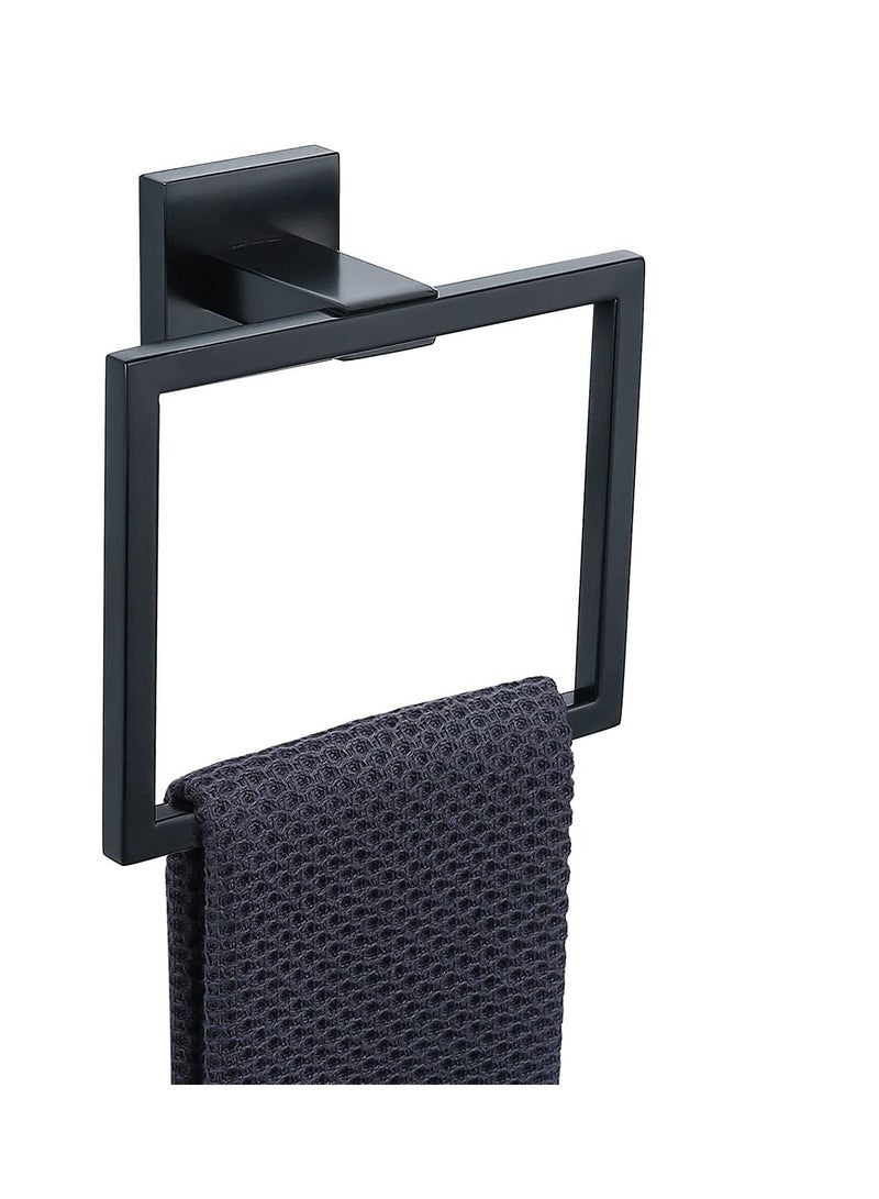 Towel Holder Modern Matte Black Stainless Steel Square Towel Hangers Wall Mounted Screw Mounted for Bathroom Bedroom Kitchen Office Hotel