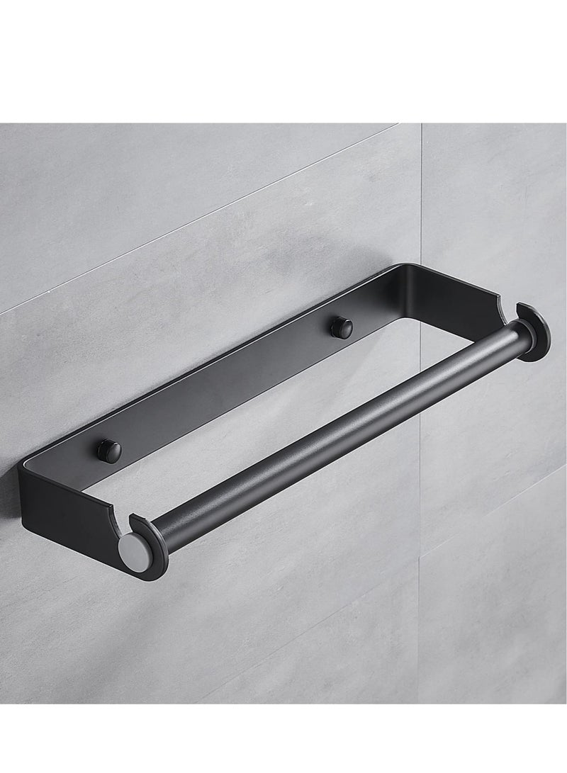 Paper Towel Holder Under Cabinet, Paper Roll Holder,Self Adhesive or Screw Mounting Paper Towel Holder Wall Mount Keep your kitchen organized (Black)