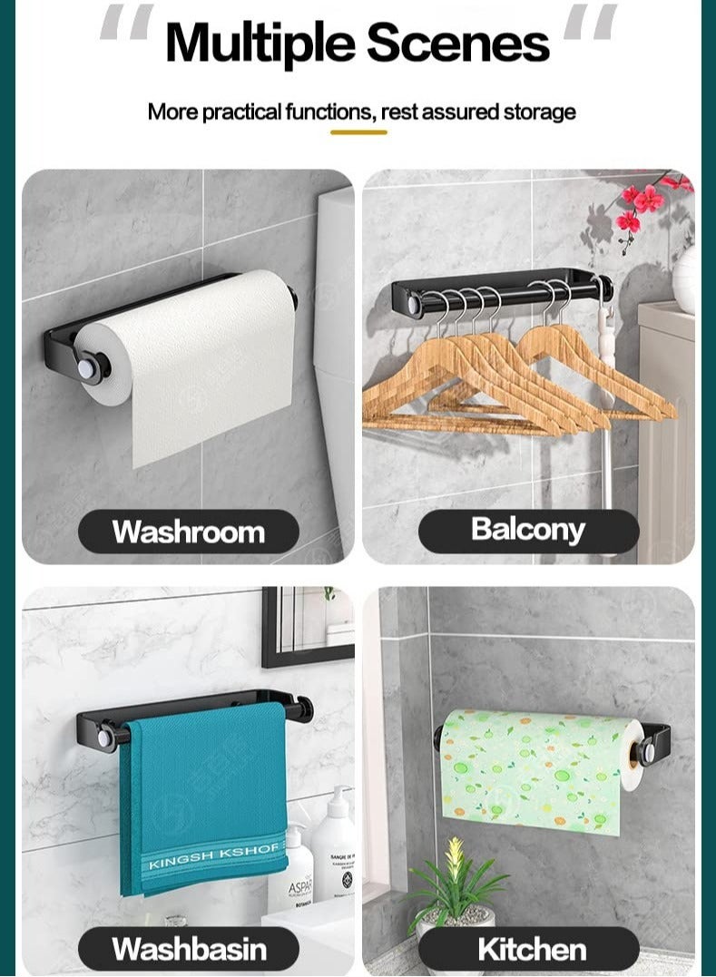 Paper Towel Holder Under Cabinet, Paper Roll Holder,Self Adhesive or Screw Mounting Paper Towel Holder Wall Mount Keep your kitchen organized (Black)