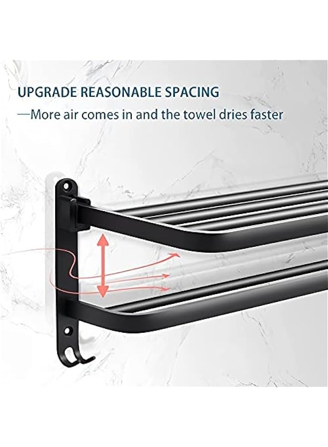 Towel Racks, Dual Folding Towel Rack, Bathroom Towel Rack Wall Mounted for More Stable Storage, Waterproof & Rustproof Space Aluminum, No Drilling Adhesive Shower Caddy Bathroom Organizer