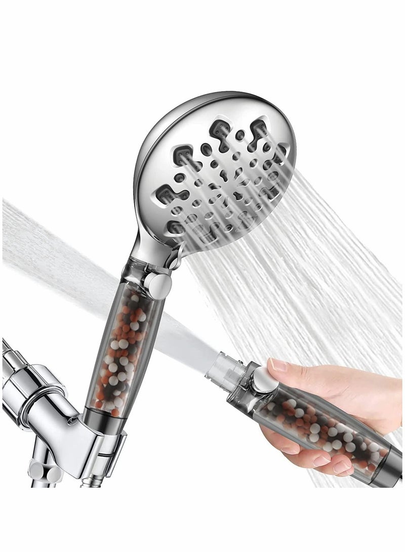 Shower Head with Filter, High Pressure Showerhead 9 Adjustable Spray Modes Handheld, Universal Water Saving Showerheads for Dry Skin Hair, Power Wash Mode to Clean Tub, Tile, Pets