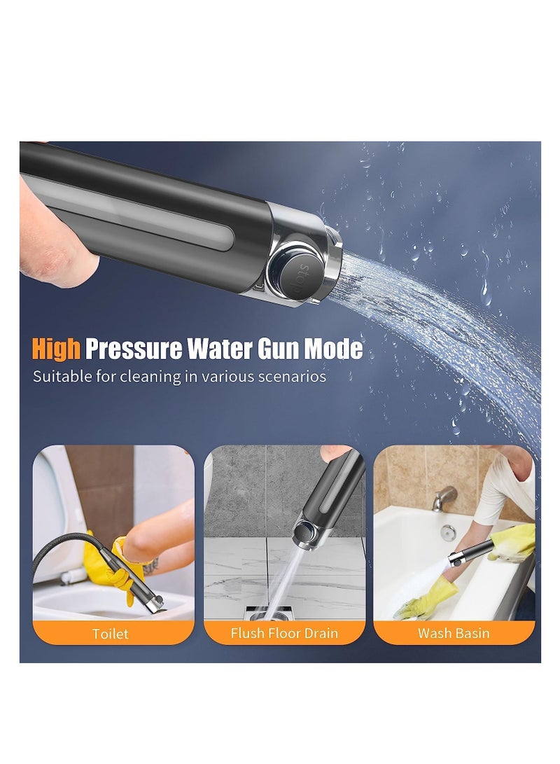 Shower Head with Handheld, High Pressure 3-mode Shower Head Combo, Massage Scalp, with Filter Component to Filter and Adsorb Impurities 59″ Replacement Hose (Grey)