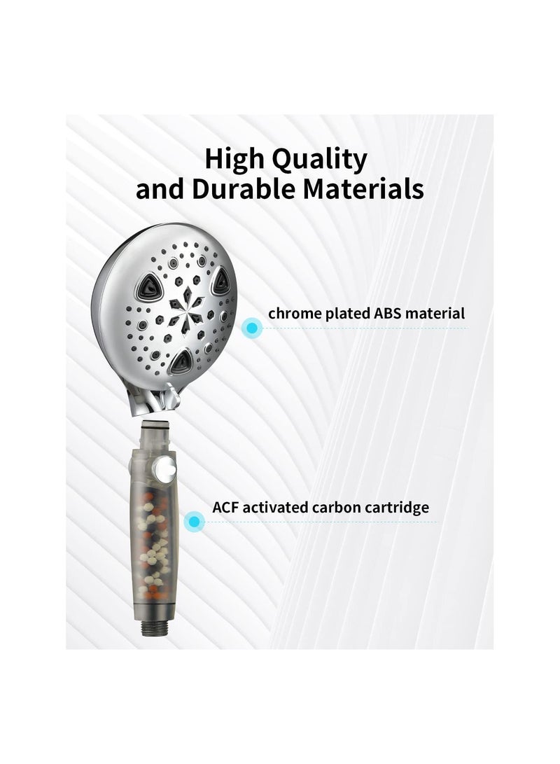 Shower Head, High Pressure Handheld Showerhead with Filter, 9-Mode Spray Showerhead, Effective Water Pressure Control, for Dry Skin & Hair, for Cleaning Pets, Bathrooms, Blankets Etc.(1 Pack)