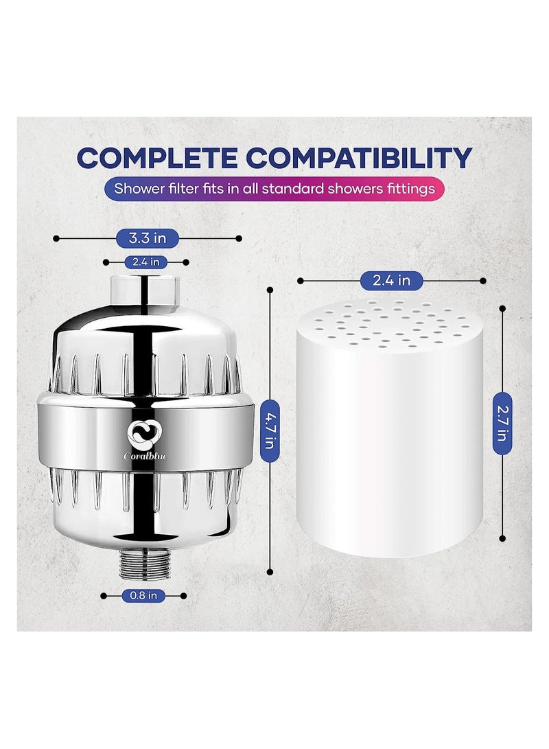 15 Stage Shower Filter Cartridge - Shower Head Filter - Hard Water Filter Anti Hair Fall Ideal to Remove Chlorine and impurities from Water with KDF and Calcium Sulphite Beans (4 Cartridges Only)