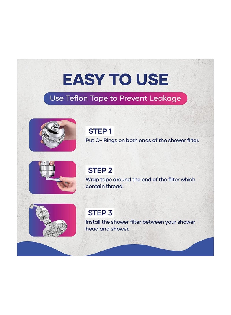 15 Stage Shower Filter Cartridge - Shower Head Filter - Hard Water Filter Anti Hair Fall Ideal to Remove Chlorine and impurities from Water with KDF and Calcium Sulphite Beans (4 Cartridges Only)