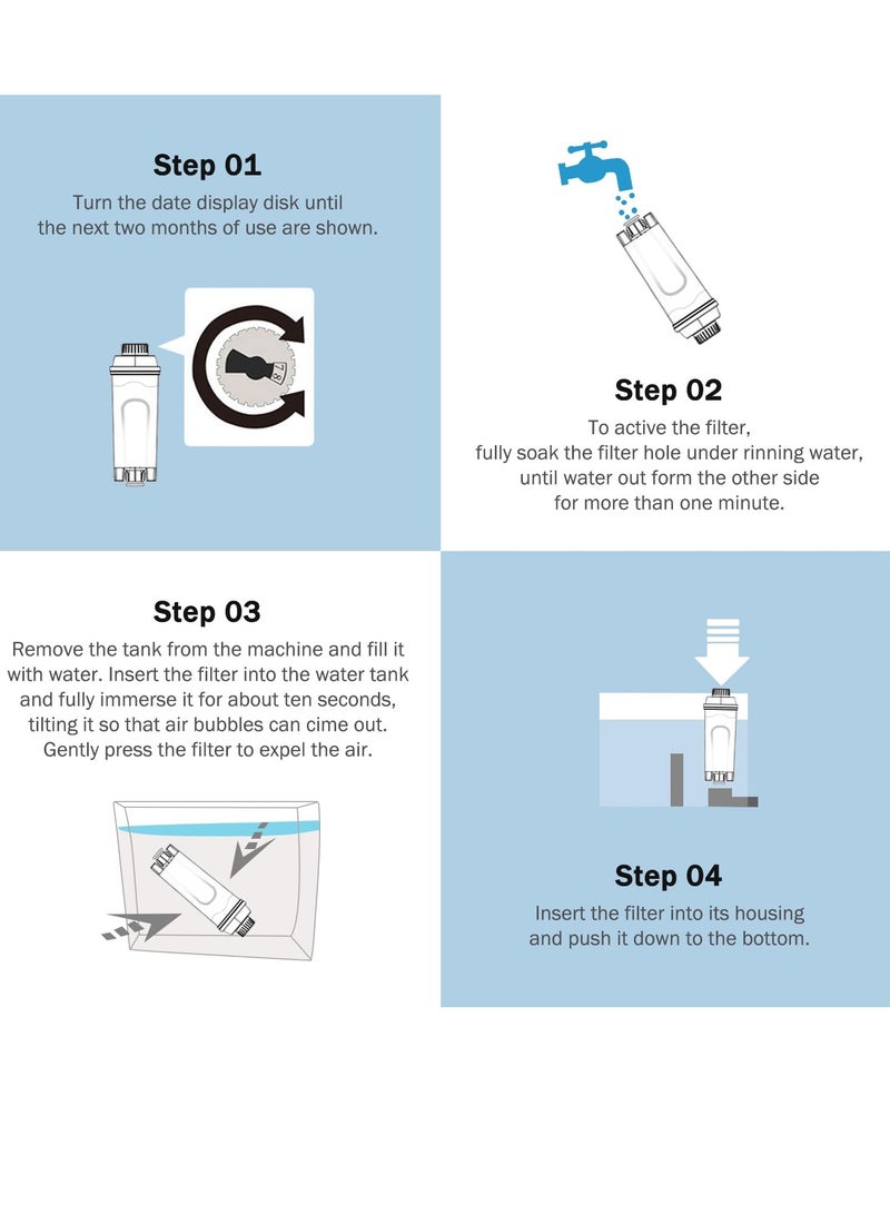 Filter Replacement 2 Pcs Coffee Machine Filter element Compatible with DeLonghi Filter DLSC002 Replacement Water Softener Activated Carbon Softener Compatible with ECAM ESAM ETAM BCO EC