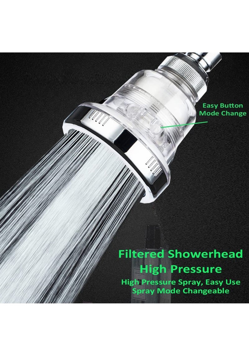 Filtered Shower Head, 2 in 1 Vitamin C Filtered Fixed Shower Head for Anti Hair Fall and Soft Skin, High Pressure Purifying Hard Water Softener Remove Chlorine and Harmful Substances