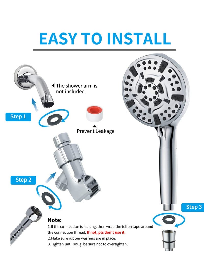 Filtered Shower Head with Handheld, High Pressure Shower Head with Filters for Hard Water, 10 Modes Water Saving Shower Heads, Built-in Power Wash to Clean Tubs Tiles Walls Pets