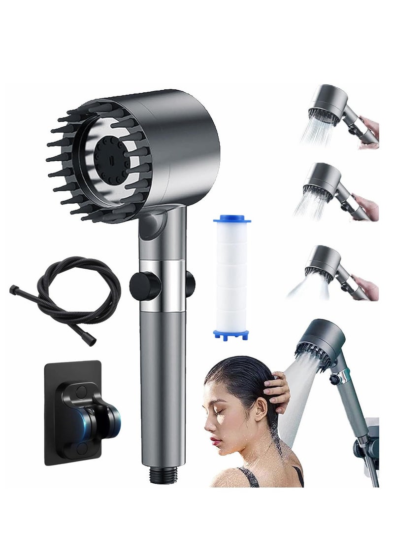 Shower Head, High Pressure Shower Head, High Pressure Remove Chlorine and Impurities, with 3 Spray Modes, Massages Scalp to anti Hairfall and Dry Skin, Grey