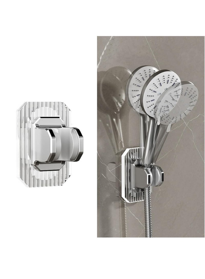 Shower Head Holder, 2 Pcs Adjustable Shower Head Holder, Handheld Shower Head Holder Wall Mount, Acrylic Shower Bracket, Fashionable and Practical Bathroom Accessories, Silvery