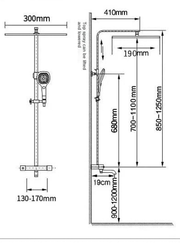Shower Set, Thermostaticc Shower Faucet Set Wall Mounted Shower Faucet Set Piano and Shower Keys with Bath Spout, Hand Sprayer