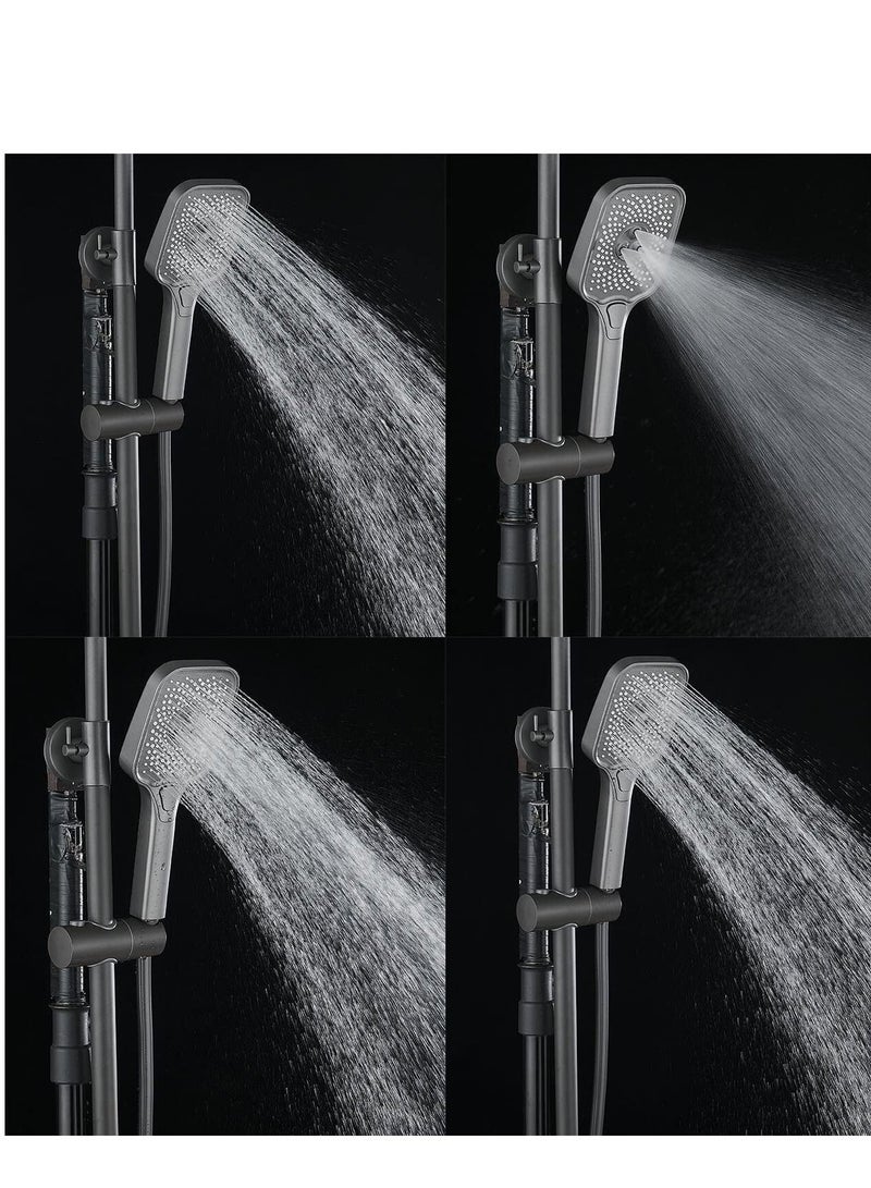 Shower Set, Thermostaticc Shower Faucet Set Wall Mounted Shower Faucet Set Piano and Shower Keys with Bath Spout, Hand Sprayer