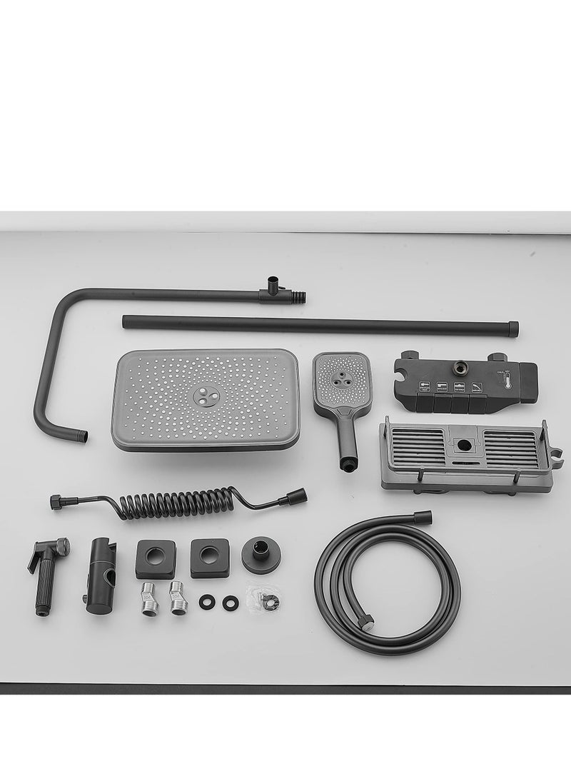 Shower Set, Thermostaticc Shower Faucet Set Wall Mounted Shower Faucet Set Piano and Shower Keys with Bath Spout, Hand Sprayer