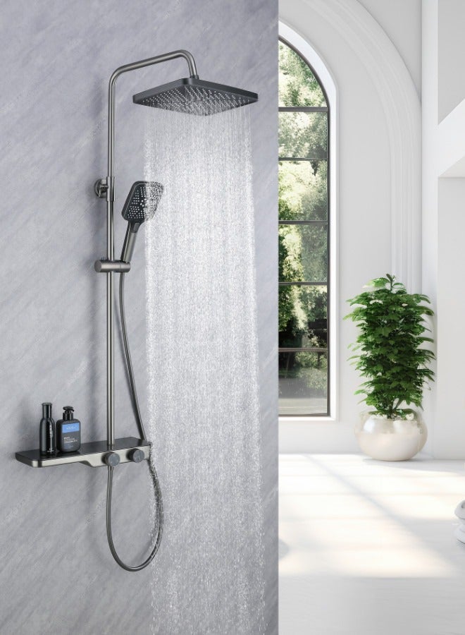 Gun Grey luxury shower mixer rainfall shower system full set for bathroom