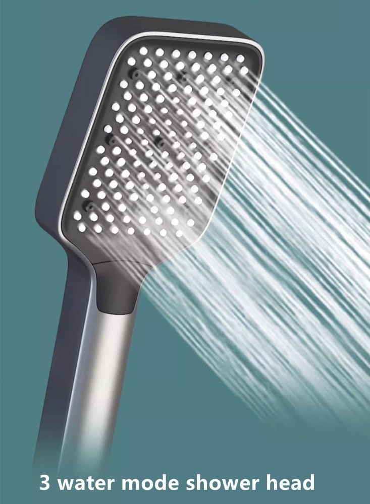 1-Set Shower System Triple Function Bathroom Shower Head Faucet With Sprayer Grey