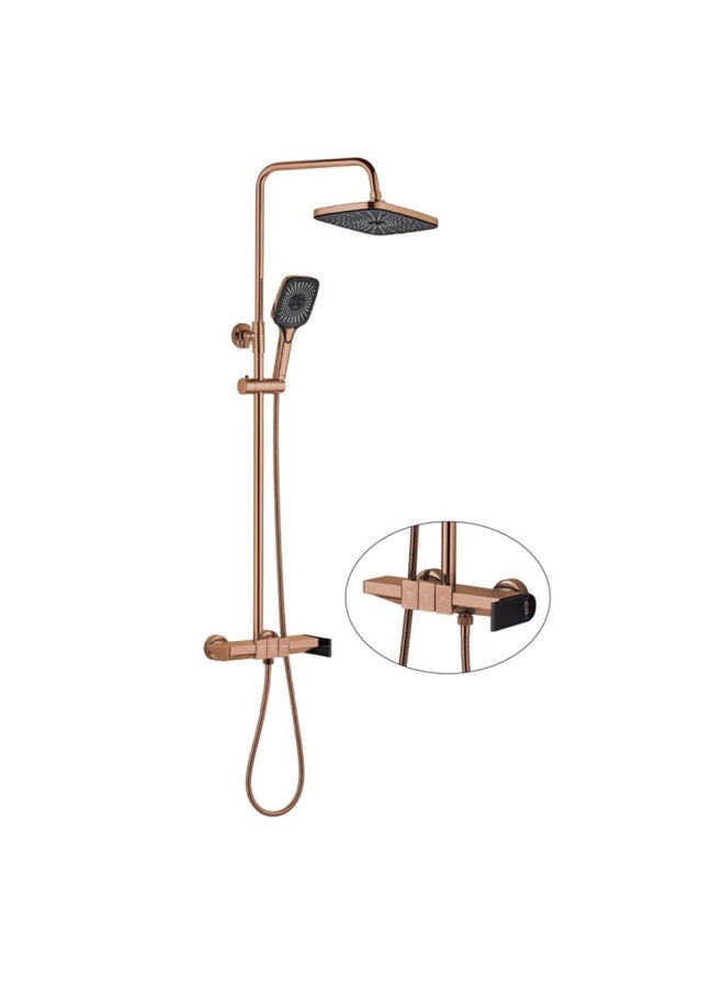 Milano Mila Rain Shower Mixer Rose Gold W/Handle Matt Black And Shower Set – Made In China