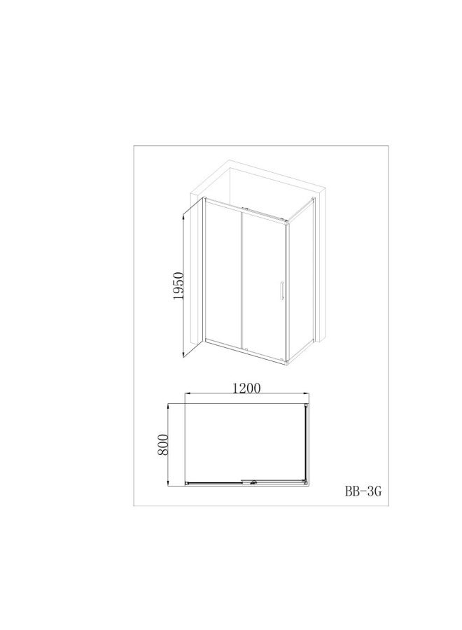 Milano Shower Cubicle 1200*800*1950 Gold (Bb-3G)-Rectangular Made In China