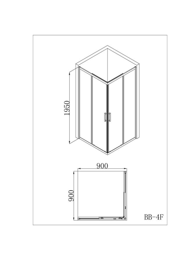 Milano Shower Cubicle 900*900*1950 Matte Black (Bb-4F)-Square Made In China
