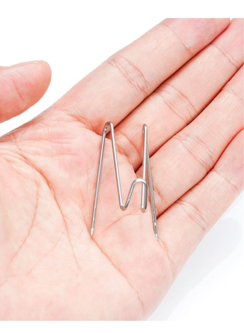 Fabric Panel Wall Wire Hooks，100pcs Stainless Steel Cubicle Hooks Wall Clips Picture Hangers - For Home and Office Decor