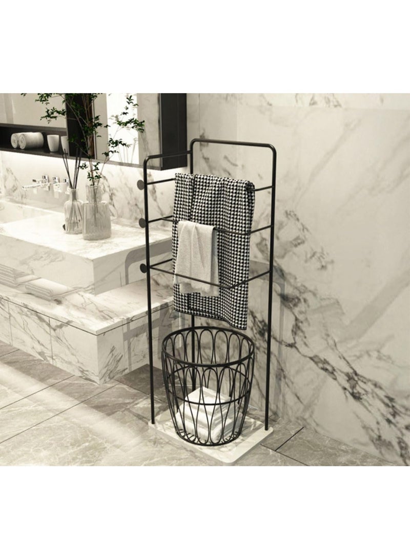 Towel Rack with Basket for Dirty Clothes 3 Tier standing Blanket Rack for Bathroom and Bedroom