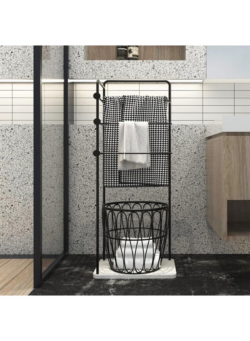 Towel Rack with Basket for Dirty Clothes 3 Tier standing Blanket Rack for Bathroom and Bedroom