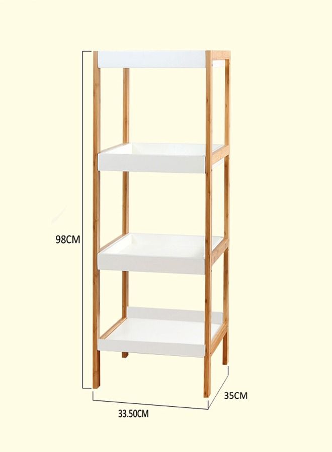 FFD 4 Tier Wooden Kitchen Storage Organizer Bathroom Shelf Flowers Plants Stand Wooden Standing Book Shelf Kitchen Storage Rack