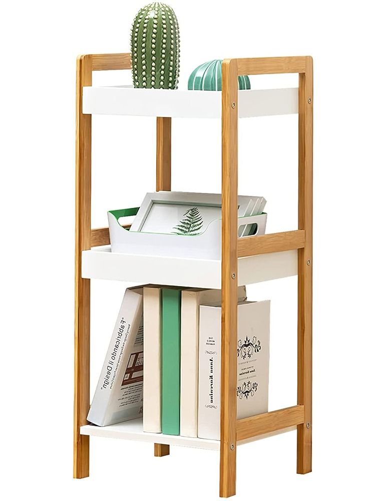 FFD 3 Tier Wooden Bathroom Stand Book Shelf Flowers Stand Free Standing Kitchen Rack