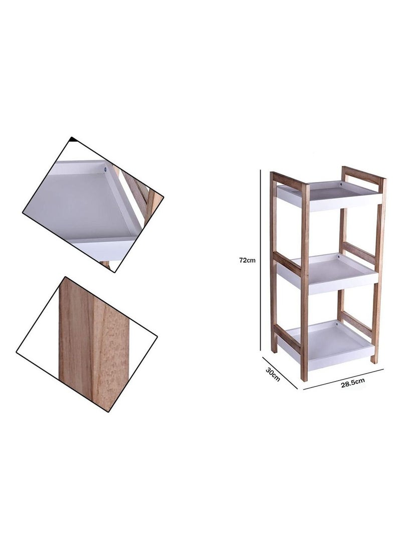 FFD 3 Tier Wooden Bathroom Stand Book Shelf Flowers Stand Free Standing Kitchen Rack