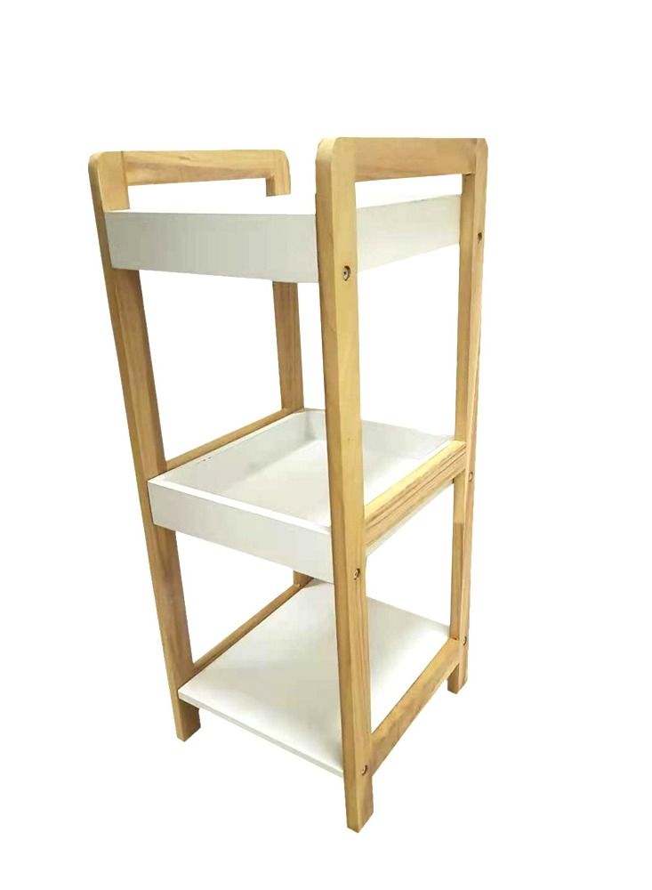 FFD 3 Tier Wooden Bathroom Stand Book Shelf Flowers Stand Free Standing Kitchen Rack