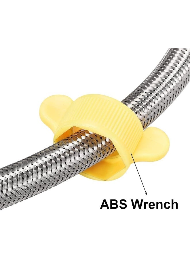 5 Meters Braided Hose, 1/2Inch Connector Anti-Explosion Flexible Stainless Steel Hot Cold Water Plumbing Pipe For Kitchen Faucet Sink Basin Bathroom Shower Shattaf Toilet Taps Heaters