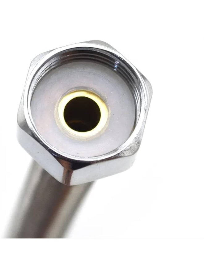 5 Meters Braided Hose, 1/2Inch Connector Anti-Explosion Flexible Stainless Steel Hot Cold Water Plumbing Pipe For Kitchen Faucet Sink Basin Bathroom Shower Shattaf Toilet Taps Heaters