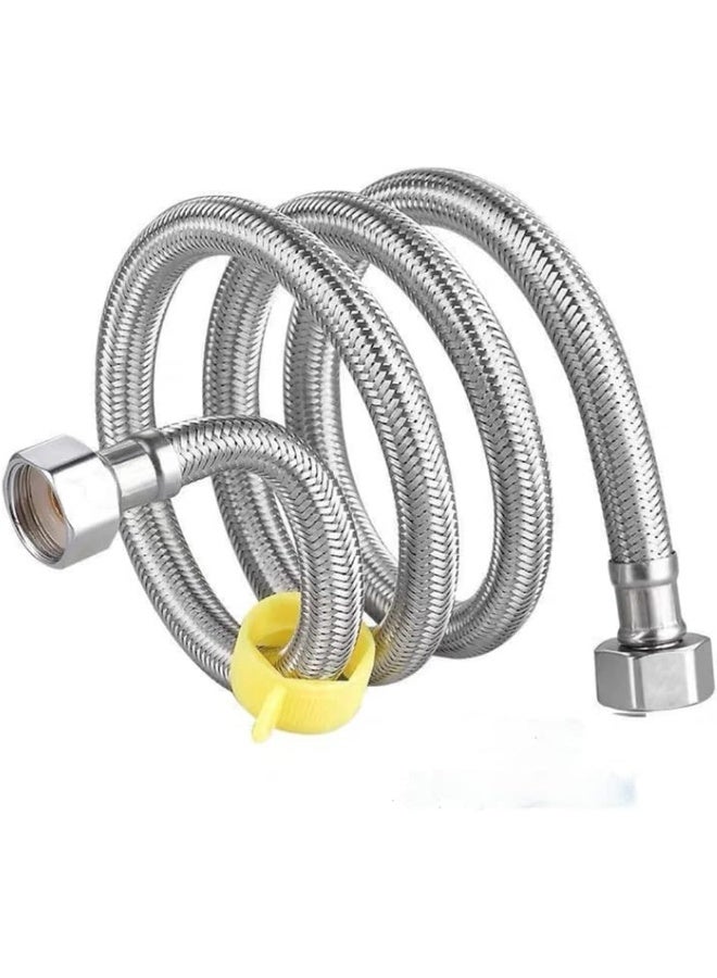 5 Meters Braided Hose, 1/2Inch Connector Anti-Explosion Flexible Stainless Steel Hot Cold Water Plumbing Pipe For Kitchen Faucet Sink Basin Bathroom Shower Shattaf Toilet Taps Heaters