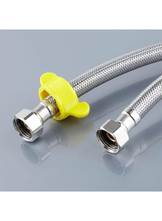 5 Meters Braided Hose, 1/2Inch Connector Anti-Explosion Flexible Stainless Steel Hot Cold Water Plumbing Pipe For Kitchen Faucet Sink Basin Bathroom Shower Shattaf Toilet Taps Heaters