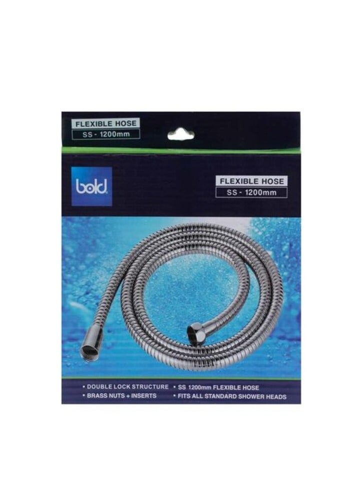 Bold Stainless Steel Flexible Shower Hose (120 cm, Silver)