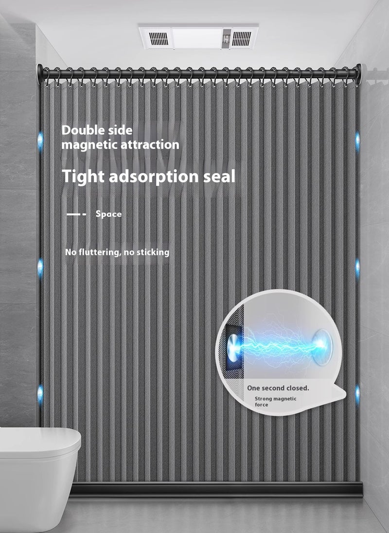 Bathroom Punch-Free Double-Sided Magnetic Shower Curtain, Mildew-Proof, Waterproof and Anti-Bacterial Shower Curtain 180*180CM
