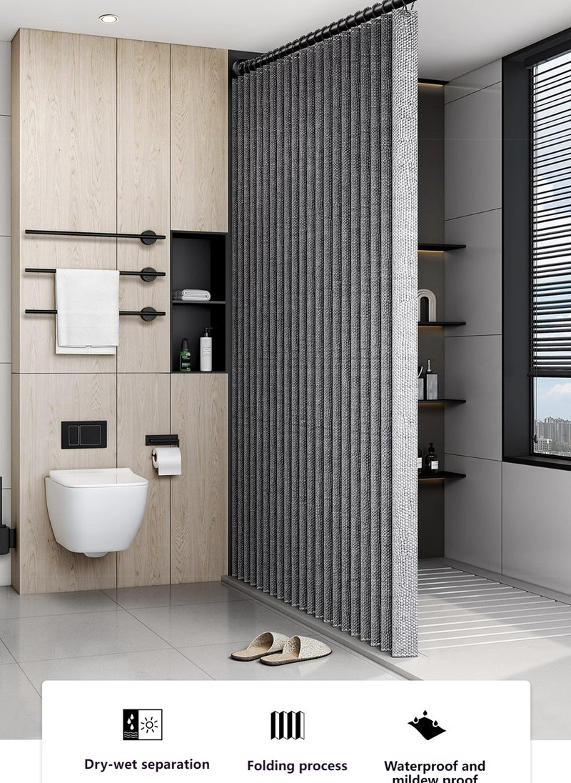 Bathroom Punch-Free Double-Sided Magnetic Shower Curtain, Mildew-Proof, Waterproof and Anti-Bacterial Shower Curtain 180*180CM