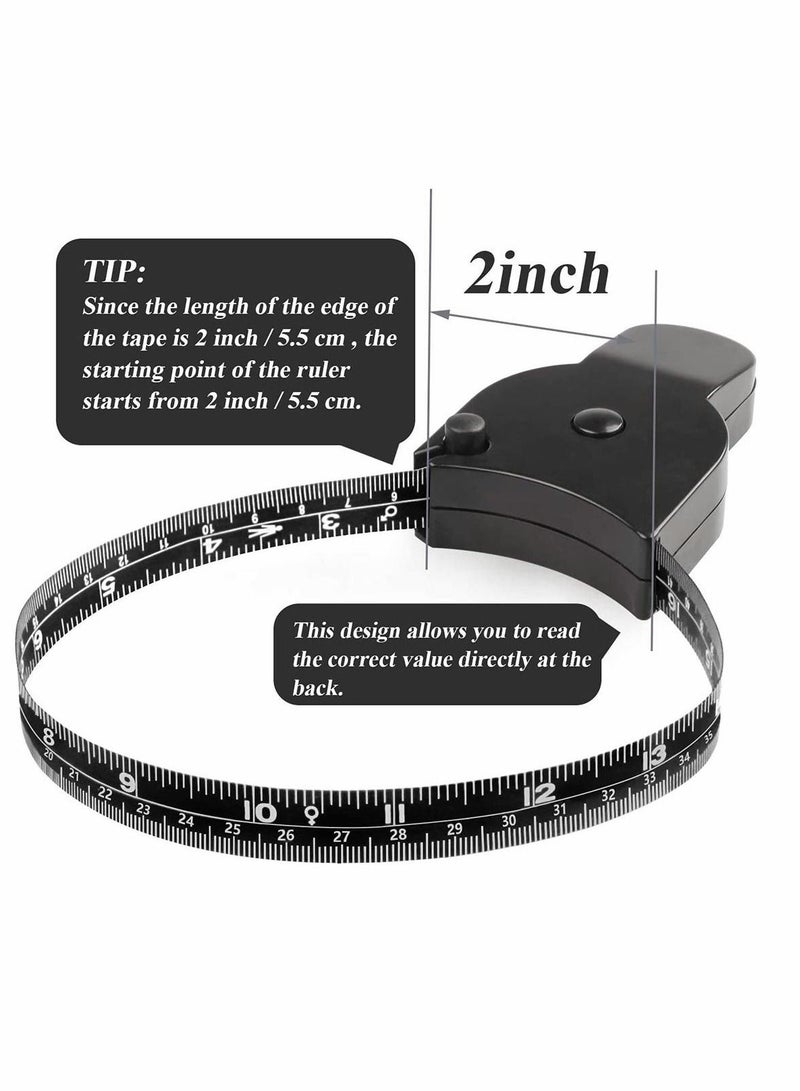 Body Fat Caliper and Measuring Tape for Skin Fold Analyzer BMI Measurement Tool Measure Lock Pin 2 Pack