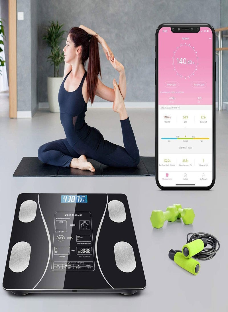 Smart Body Fat Scale Bluetooth Body Fat Monitors Digital Scale for Bathroom Scale Measure Weight Body Fat BMI Body Composition Analyzer Smartphone Application Bluetooth synchronous Scale