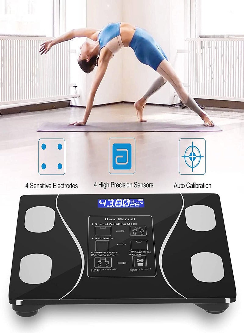 Smart Body Fat Scale Bluetooth Body Fat Monitors Digital Scale for Bathroom Scale Measure Weight Body Fat BMI Body Composition Analyzer Smartphone Application Bluetooth synchronous Scale