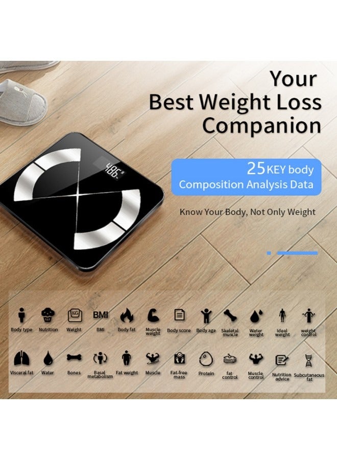 Smart Scale for Body Weight, Digital Bathroom Scale BMI Weighing Bluetooth Body Fat Scale, Body Composition Monitor Health Analyzer with Smartphone App Supports English and Arabic