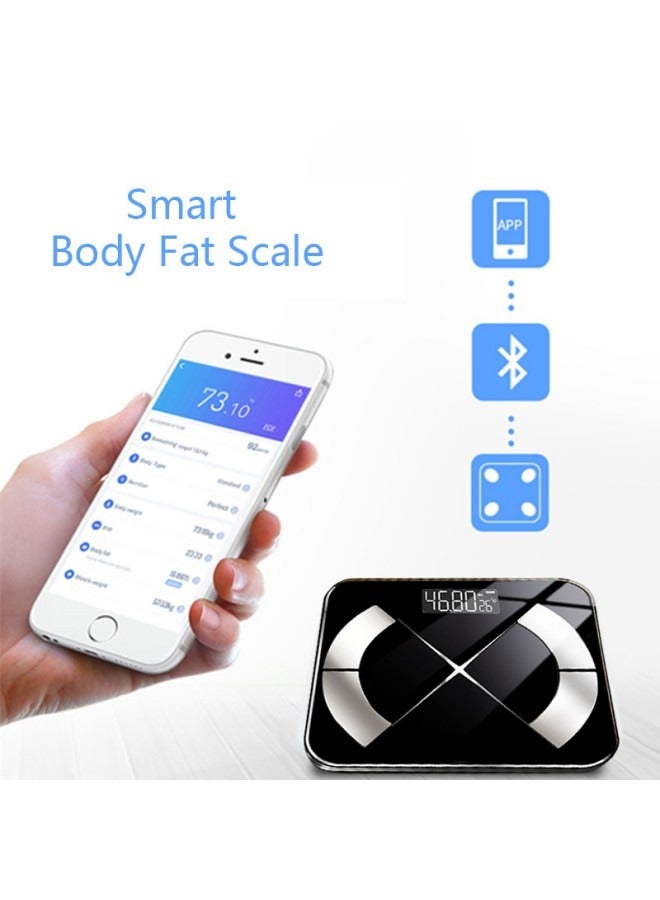 Smart Scale for Body Weight, Digital Bathroom Scale BMI Weighing Bluetooth Body Fat Scale, Body Composition Monitor Health Analyzer with Smartphone App Supports English and Arabic