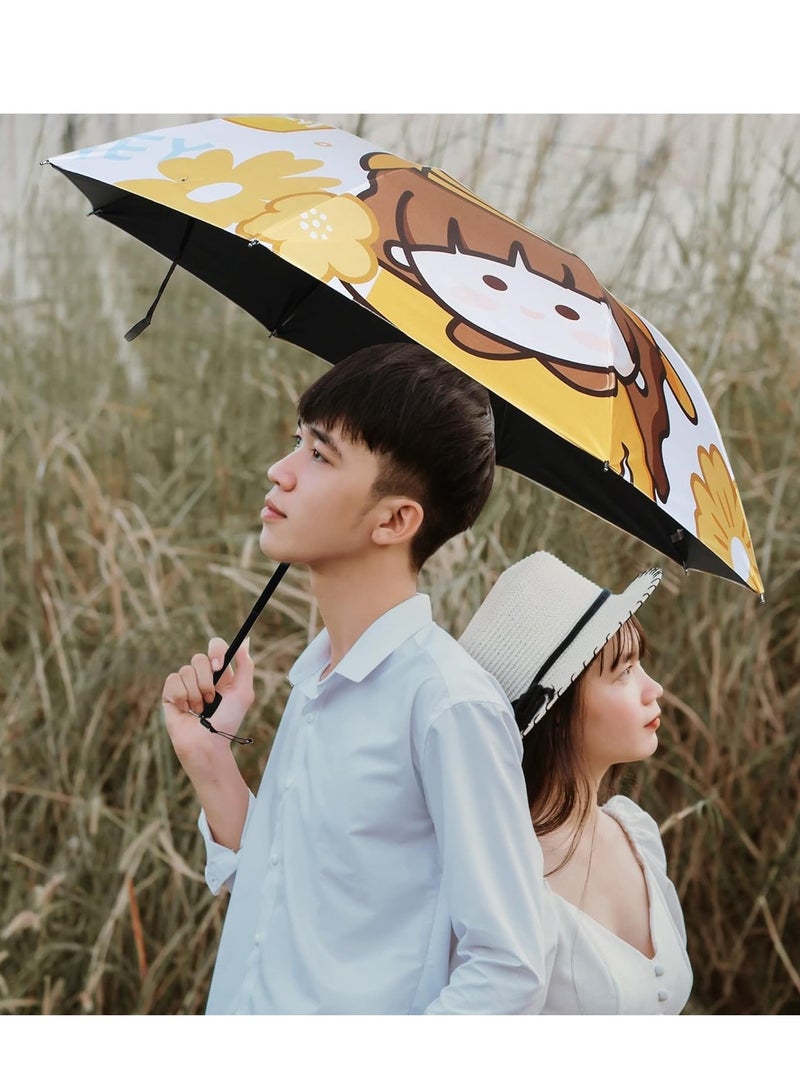 UV Sun Umbrella 99.9% UV Protection Parasol with Black Anti-UV Coating, Compact Folding Travel Umbrella for Shade Rainproof