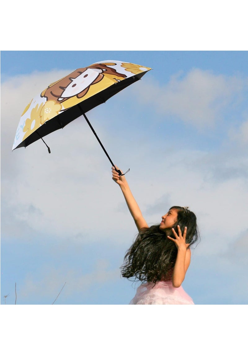 UV Sun Umbrella 99.9% UV Protection Parasol with Black Anti-UV Coating, Compact Folding Travel Umbrella for Shade Rainproof