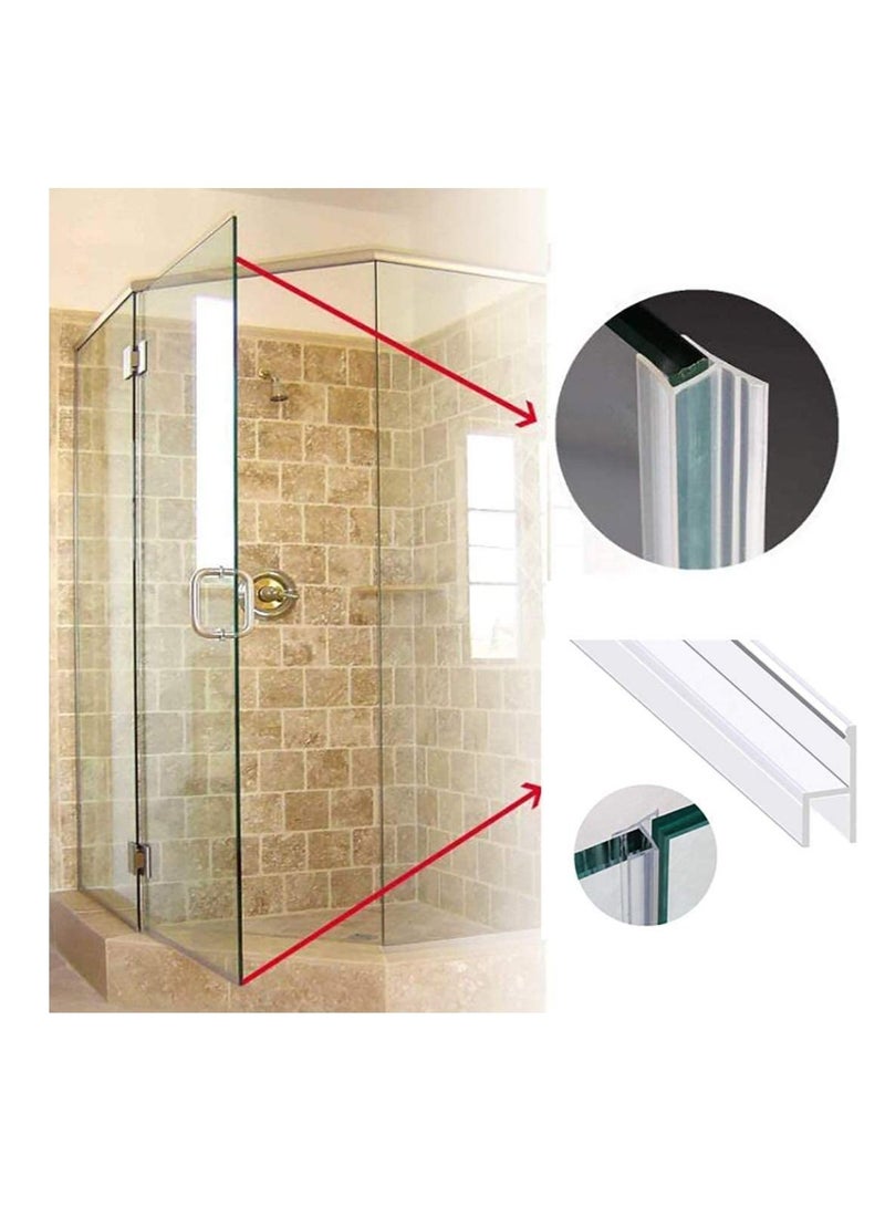 Glass Door Seal Strip, Frameless Shower Sweep, Bottom Side/Corner Side Strip Rubber, Stop Leaks and Create a Water Barrier, 10mm Thickness, 5M Length h Type