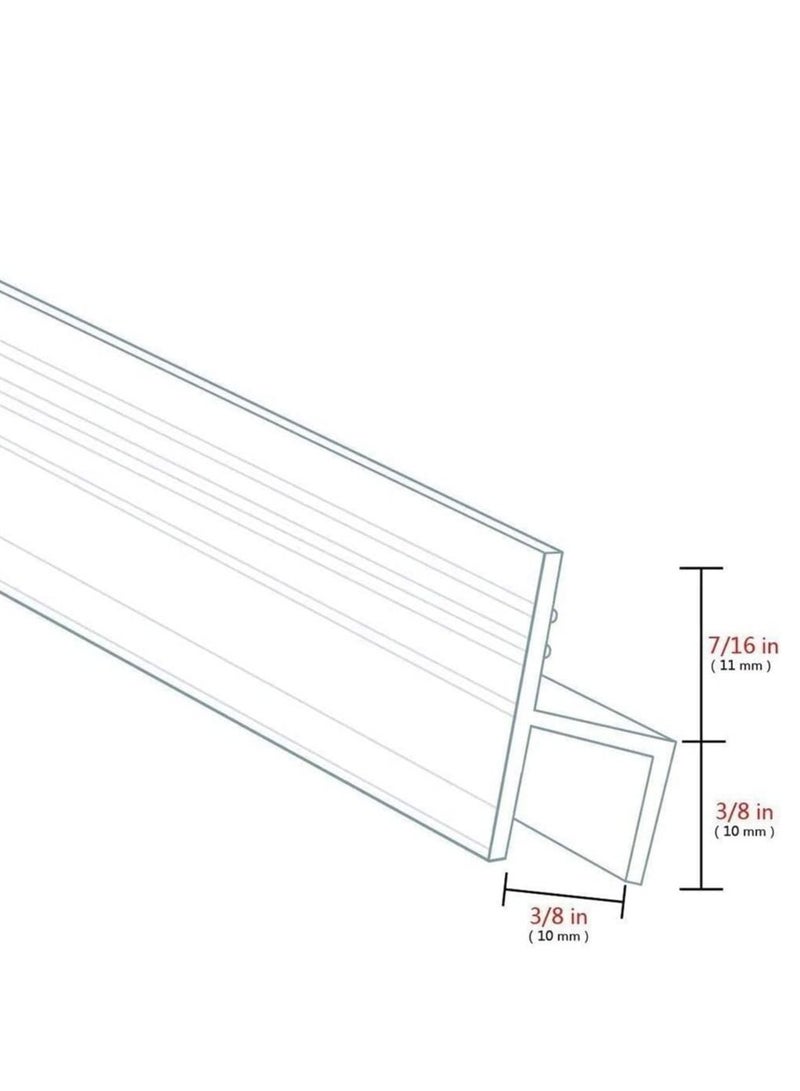 Glass Door Seal Strip, Frameless Shower Sweep, Bottom Side/Corner Side Strip Rubber, Stop Leaks and Create a Water Barrier, 10mm Thickness, 5M Length h Type