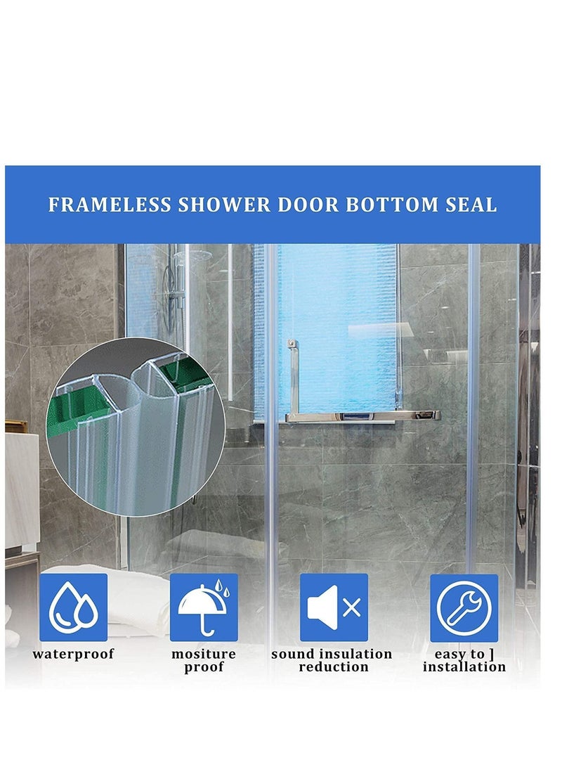 Glass Door Seal Strip, Frameless Shower Sweep, Bottom Side/Corner Side Strip Rubber, Stop Leaks and Create a Water Barrier, 10mm Thickness, 5M Length U Type