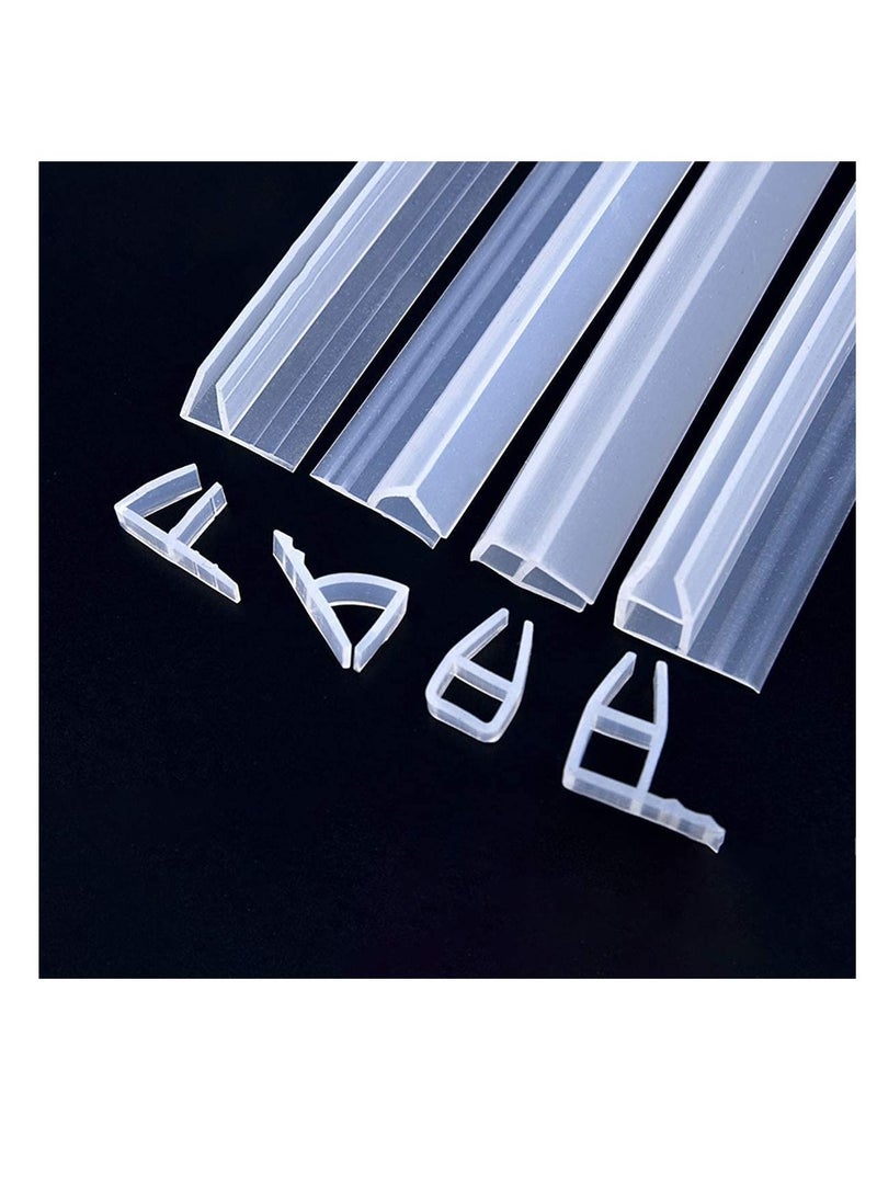 Glass Door Seal Strip, Frameless Shower Sweep, Bottom Side/Corner Side Strip Rubber, Stop Leaks and Create a Water Barrier, 10mm Thickness, 5M Length U Type