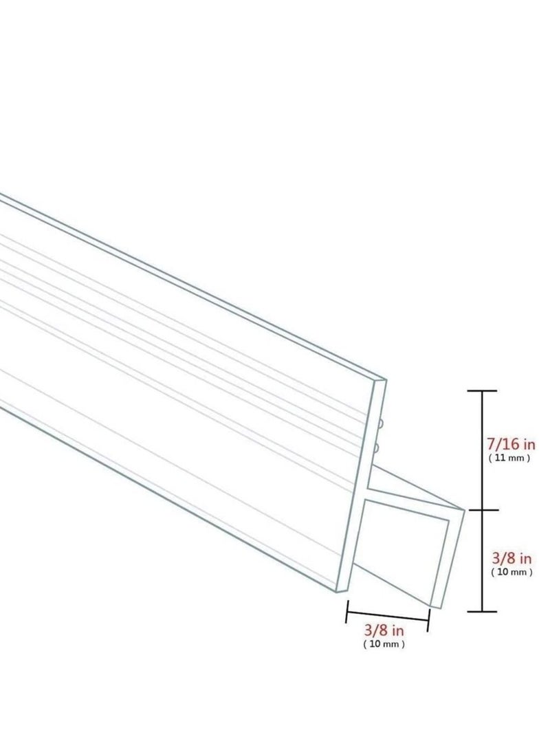 Glass Door Seal Strip, Frameless Glass Shower Door Sweep, Door Bottom Side/Corner Side Seal Strip Seal Rubber, Stop Shower Leaks and Create a Water Barrier, 10mm Thickness, 5M Length h Type