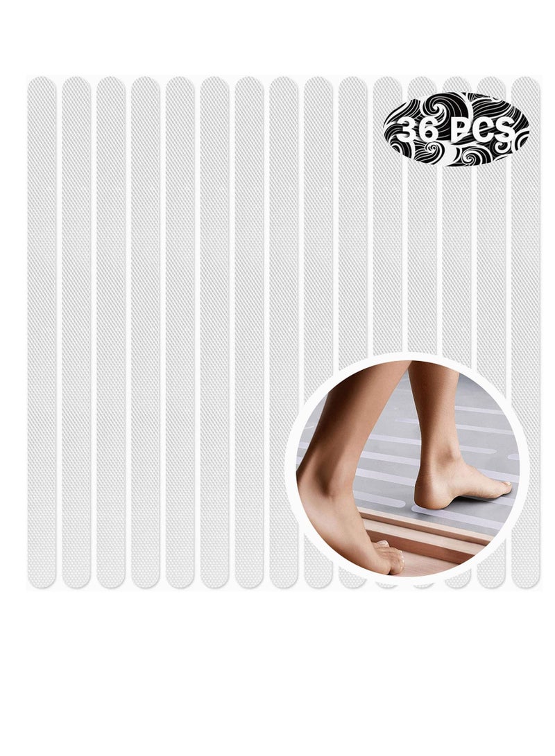 36pcs Transparent Non Slip Strip Stickers, Anti Slip Grip Stickers Non Slip Bath Mat Shower Stickers Clear Non-Abrasive Textured Baby Bath Stickers for a Better Grip adhesive  20mm  380mm